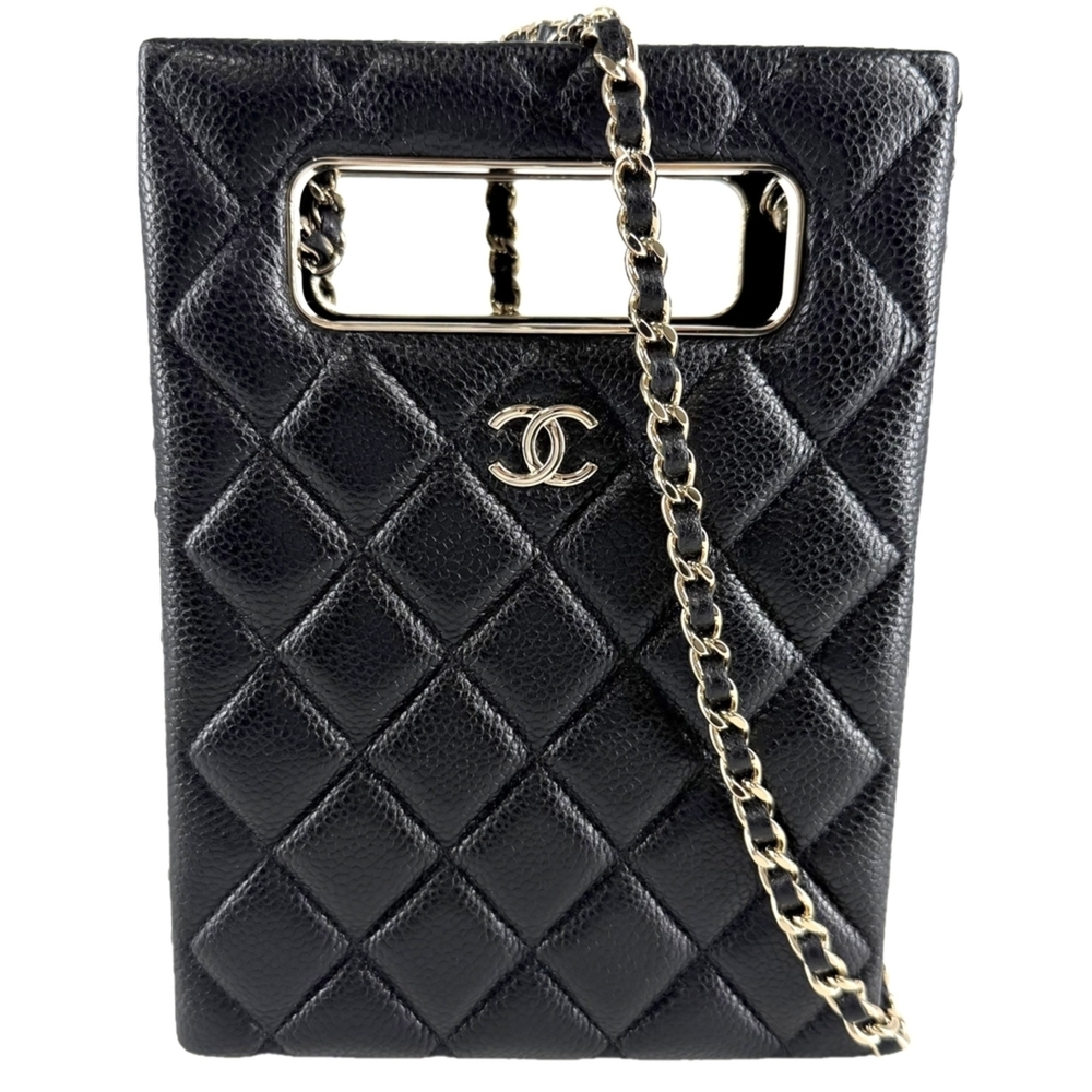 Chanel Matelassé Evening Shoulder Bag for Women, Coco Mark, Caviar Leather, B...